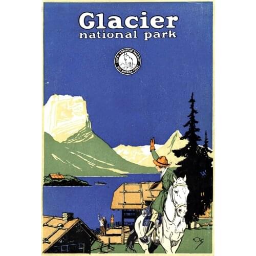 400X300MM creative-glacier-national-park-posters-and-stunning-ideas-of-old-travel-poster-for-park jumbo fridge magnet SFM-0258