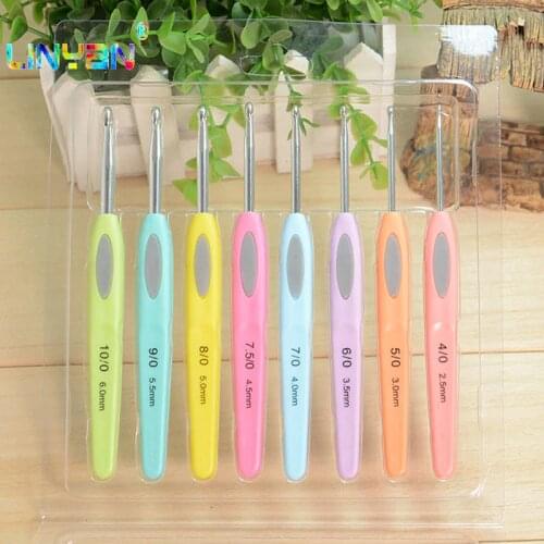 8 pieces color Crochet hook [2.5MM-6.0MM] Baby pins candy Needlework kit Knitting needles Crafts Weaving tools wholesale t74
