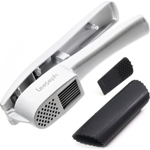 Kitchen Aluminium Garlic Press set with Silicone Tube Roller, Multifunction Cooking Tools by Leeseph