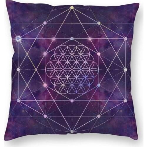 Flower Of Life On Nebula Square Pillow Case Home Decorative Sky Cushion Cover Throw Pillow for Sofa Double-sided Printing