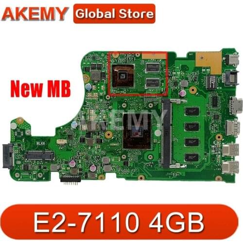 Akemy for ASUS X555DG Laptop Motherboard X555YI X555DG E2-7110 4GB R5 M320 2GB REV 2.0 tested good 90NB09C0-R00080
