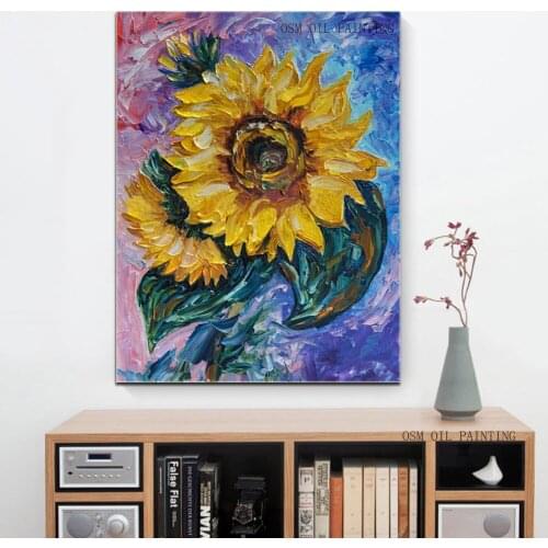 Skills Artist Hand-painted High Quality Sunflower Oil Painting On Canvas Beautiful Flower Oil Painting For Wall Decoration