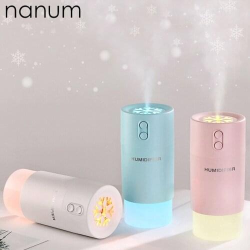 New 3 in 1 Snowflake Humidifier Mini Ultrasonic Car Fogger Led Night Light USB Fan Essential Oil Aroma Diffuser Air freshener