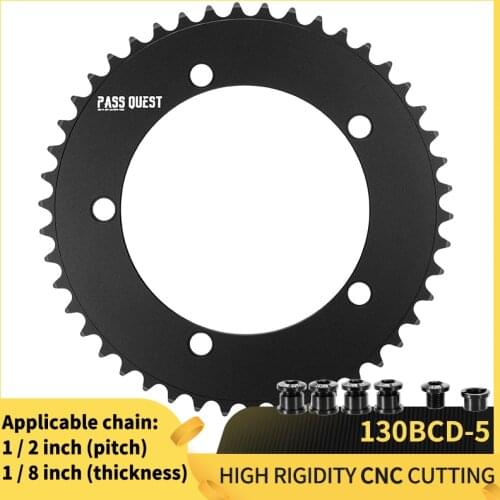 PASS QUEST 5-claw 130BCD Single Speed Bicycle BMX Chainring Closed Chainwheel Fixed Gear Bike Chain Wheel 7075 Aluminum 46-58T