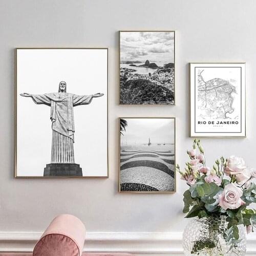 Rio de Janeiro Black and White Architecture Posters and Prints Brasil Travel Photography Wall Art Pictures Canvas Painting Decor