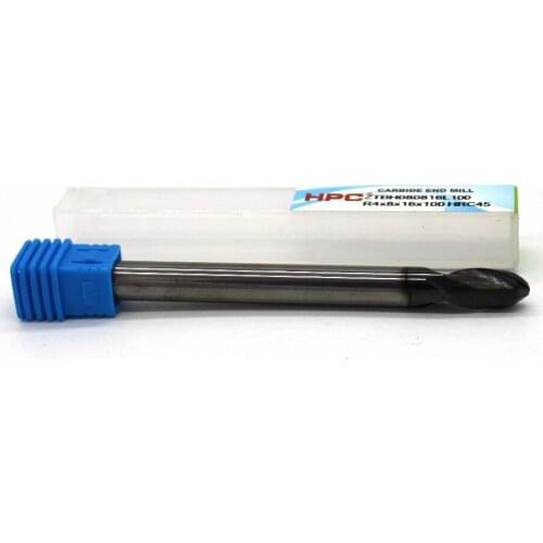 R4*8*100 of 2 flutes HRC 45 ball nose mill cutter carbide end mills CNC machine milling tools