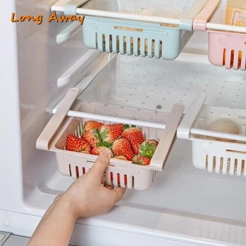 Adjustable Refrigerator Pull-Out Rack Multifunctional Kitchen Shelf Holder Fresh Spacer Layer Storage Rack Drawer Basket
