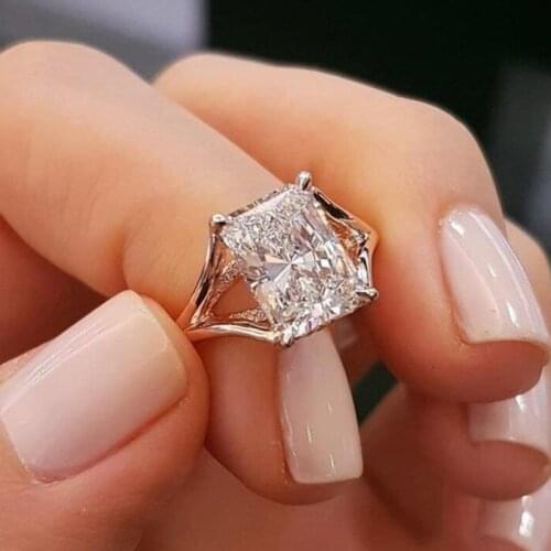 Luxury White Gold Filled Wedding Rings for Women White Princess Cut Zircon Bride Promise Engagement Ring Fashion Jewelry Gifts