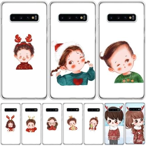 Christmas cute cartoon boy girl Phone Case For Samsung GalaxyA90 A71 A70 A51 A50 A41 A40 A30 A21 A10 A9 A8 A7 A6Plus M30S A20E A
