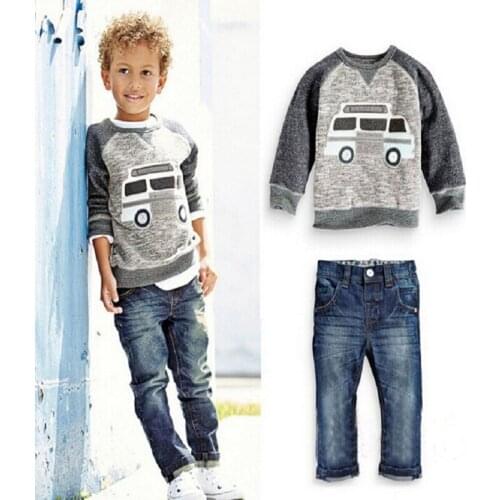 Spring Autumn Children Boys Clothes Sets Fashion Boys Costume Cotton T-shirt+Jeans 2pcs Baby Kids Boys Outfit Toddler Sport Suit