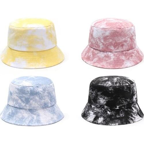 Fisherman Female Caps Women Fashion Spring Summer HatReversible Multicolor Tie Dye Bucket Hats Outdoor Beach Cotton Cap