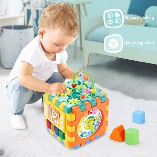 Hexahedron educational toys 1-2-3 years old building blocks cube children six-sided box boys and girls shape pairing