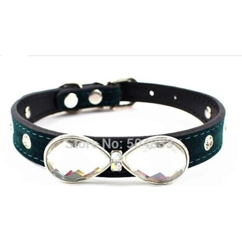 Bling Bling Leather Dog Collar Big Gemstone Puppy Pets Collars Flocked 5Colors S M