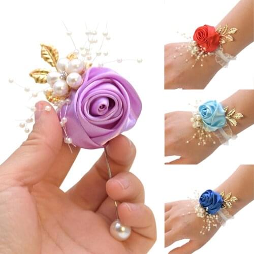Wedding Boutonnieres For Women Men Corsage Brooch Pins Silk Rose Groom Bride Prom Boutonniere Accessories