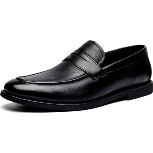 Mens casual shoes genuine Leather Loafers slip on business Men dress shoes outdoor Gentlemans wedding party shoes for men