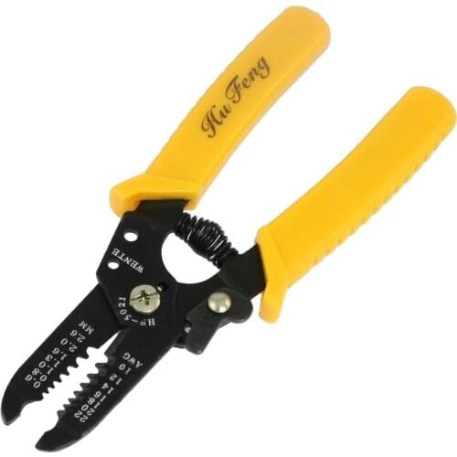 Uxcell Yellow Plastic Coated Handle 10-22 AWG Electric Wire Stripper Cutter