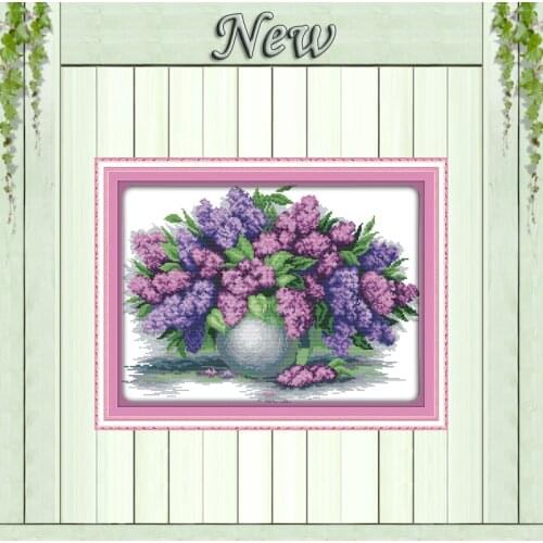 Lavender vase purple flower painting counted printed on canvas DMC chinese Cross Stitch kits 11CT 14CT needlework Set embroidery