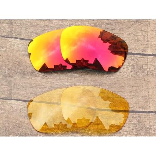 Vonxyz 2 Pairs Ruby Mirror & Yellow Polarized Replacement Lenses for-Oakley Jawbone Frame