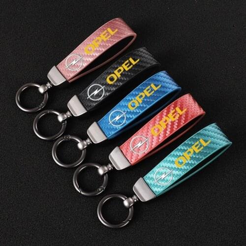 High-end sports customized carbon fiber leather keychain jewelry key For OPEL Vauxhall Astra H Insignia J Vectra C Corsa Car