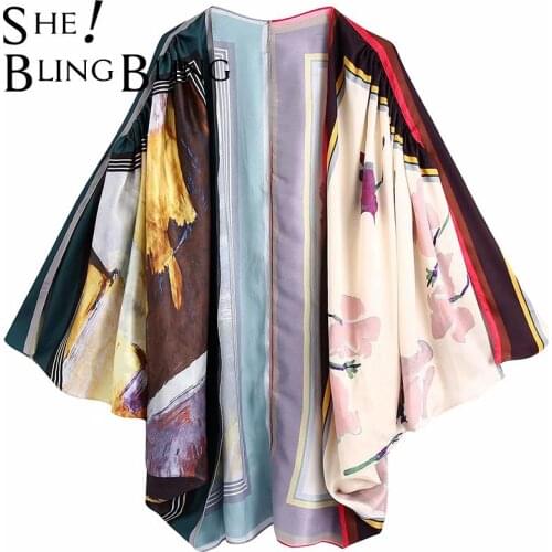 SheBlingBling Za Woman 2021 Traf Blouses Casual Beach Kimono Shirt Summer Tie Batwing Sleeve Open Stitch Oversized Loose Tops