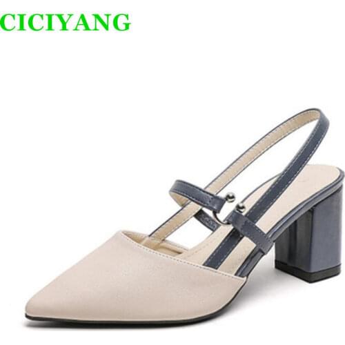GIYU Small ck French Girl Mary Jane Shoes High Heels 2021 Summer Womens Sandals Thick Heel Pointed Toe Show Heel Single Shoes