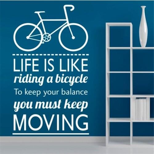 Life is like riding a bicycle wall sticker removable moving lettering wall decal decor vinyl inscription wall sticker HY1361