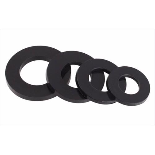 100pcs M2 M2.5 M3 M4 M5 M6 Black Carbon Steel Flat Washer Plain Wash Insulation Gasket Metal Gasket Screw Gasket
