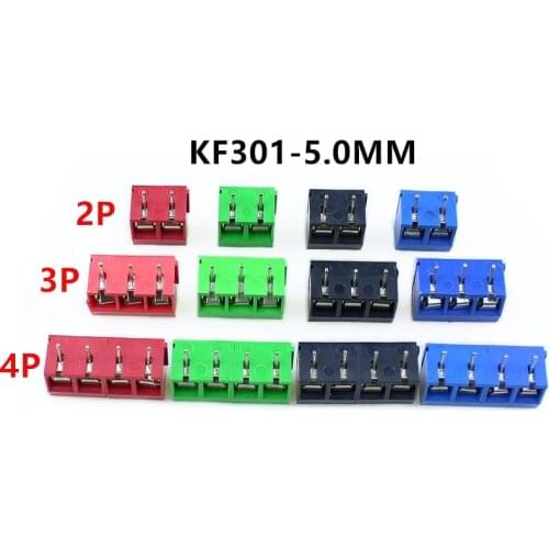 100 PCS KF301-5.0-2P Pitch 5.0mm KF301-2P Straight Pin PCB 2 Pin 3 Pin Screw Terminal Block Connector