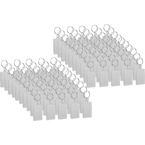 100X Unisex Rectangle Transparent Key Keychain Insert Photograph Frame