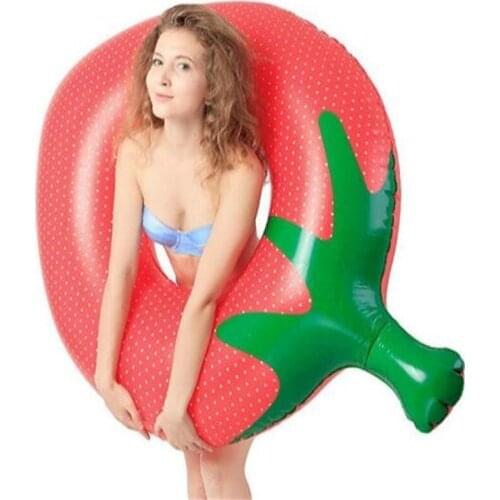 140CM Inflatable Swim Ring PVC Swimming Lap Strawberry Float Row