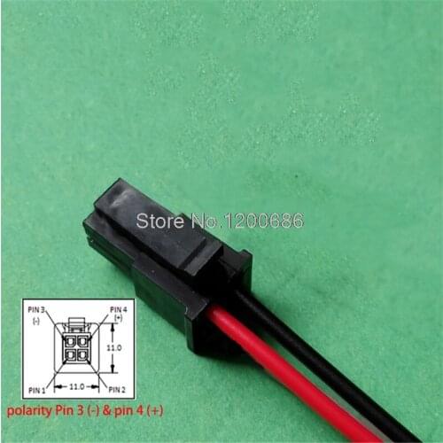 20CM 22AWG Molex P/N 43025-0400 4 Pin Molex Micro-Fit 3.0 wire harness 20 cm long cable and the polarity Pin 3 (-) pin 4 (+)