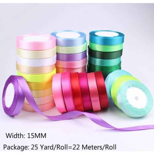 22 Meters/lot 15mm Width Handmade DIY Material Silk Satin Ribbon for Arts Crafts Sewing Christmas Wedding Party Decor Gift Wrap