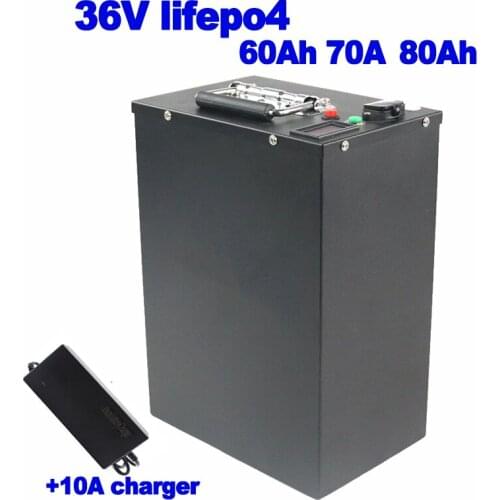 36v lifepo4 Battery 60Ah 70Ah 80ah 100A BMS FOR solar RV photovoltaic boat trolling motor lbs tricycle AGV EV YACHT +10A charger
