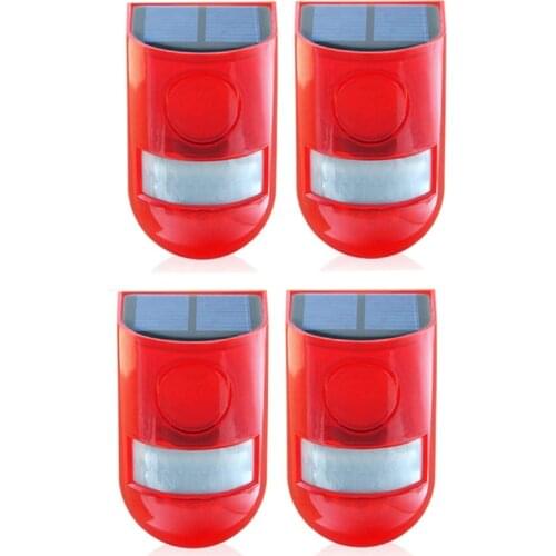 4Pcs Solar Lamp 110DB PIR Rechargeable Waterproof LED Sound Alarm Garden With Motion Sensor
