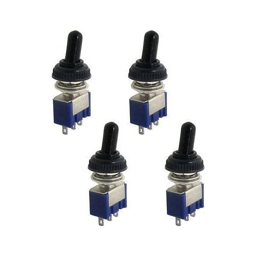 5 Pcs 125V 6A ON/ON 2 Position 3 Pin SPDT Toggle Switch + Waterproof Cover Cap