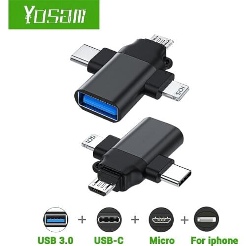 YOSAM 3 in 1 OTG Adapter Micro USB Type C to USB 3.0 Adapter For Samsung Galaxy S20 S10 Macbook USB C OTG Adapter Converter