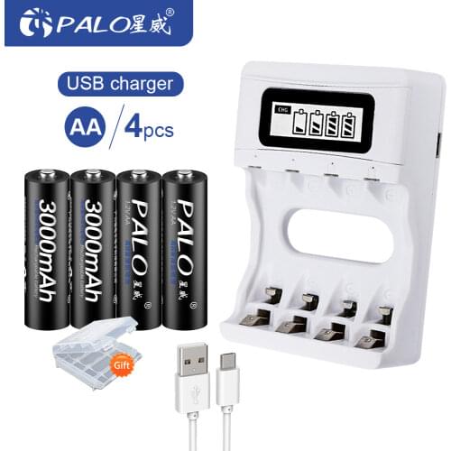 PALO 1.2V AA Rechargeable Battery AA NiMH 1.2V 3000mAh Ni-MH 2A Pre-charged Bateria low self discharge aa Batteries