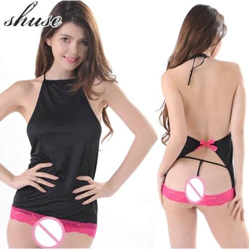 Black Sexy Lingerie Underwear Womens Costume Lace Sexy Pron Baby Doll For Sex Hot Erotic Nightwear