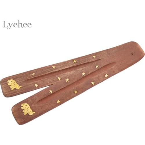 Lychee Life 1pc Wooden Incense Stick Holder Ash Catcher Burner Stand Furniture Protection Incense Base Aromatherapy Plate Random