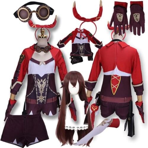 Game Genshin Impact Amber Cosplay Costume Women Girl kids children child Red Suit Jumpsuit Halloween Party Costumes Wig adult