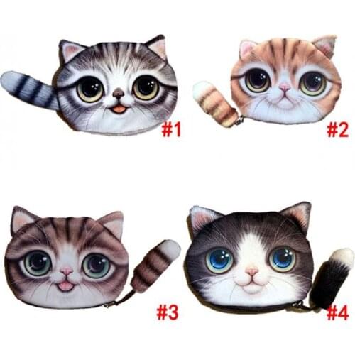 ISKYBOB New Small Tail Cat Coin Purse Cute Kids Cartoon Wallet Kawaii Bag Coin Pouch Children Purse Holder Women Coin Wallet