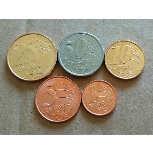 Brazil1 Set 5 Pieces Coins Old Original Coin Collectible Edition Real Rare Commemorative Random Year