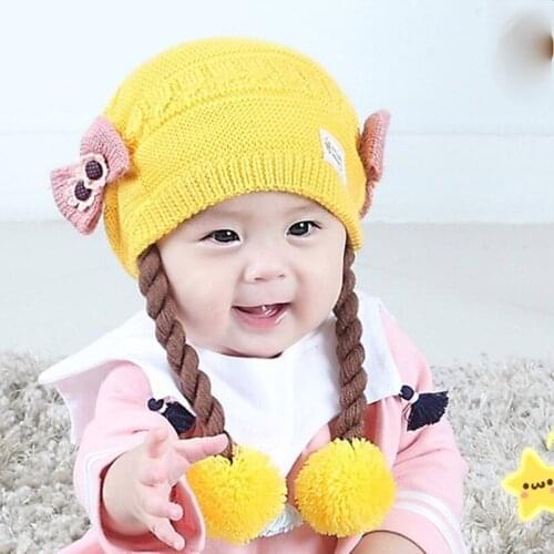 Cute Bow Fleece Baby Hat Cap Knit Soft Baby Girl Boy Hat Winter Warm Kids Hat Beanie Bonnet Newborn Photography Props