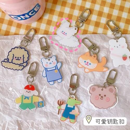 Multifunctional Acrylic Key Chain Poodle Dog Crocodile Cat Key Chain Child Key Backpack Car Key Decoration Key Chain Gift