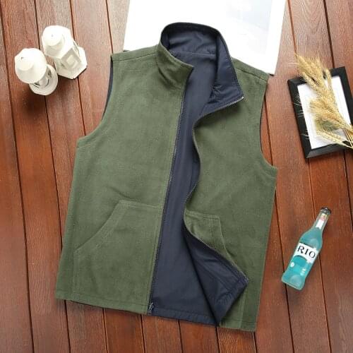 Mens Fleece Vest Jackets Spring Winter Elders Double-sided Outdoor Waistcoat Plus Size Fishing Mountaineering Hiking Chaleco