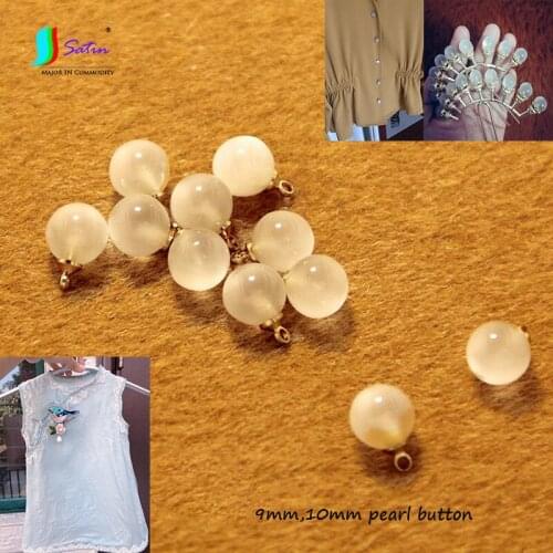 Delicate Exquisite Shirt Jewelry Diy Sew Accessory 9mm,10mm Round Pearl Doll Pants Clothes Decorate Pearl White Button A0171L