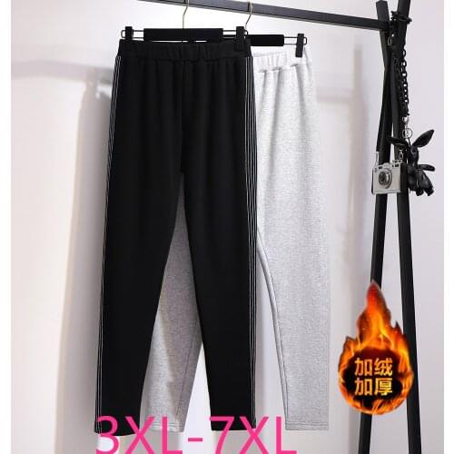 New autumn winter plus size pencil pants for women thick velvet wool casual large elastic warm long trousers 4XL 5XL 6XL 7XL