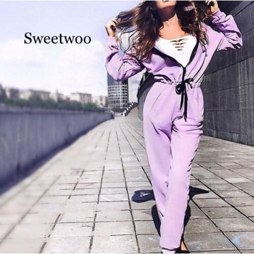 SWEETWOO New Fashion Women Sexy Jumpsuit Long Sleeve High Waist Jumpsuit Hoodies Street Wear Drawrsing Jumpsiut Romper Long Trou