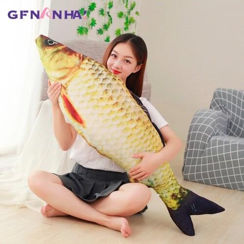 60/75/100/120cm 3D Simulation Carp Plush Toys Staffed Soft Animal Fish Plush Pillow Creative Sofa Pillow Cushion Gift Kids Toy