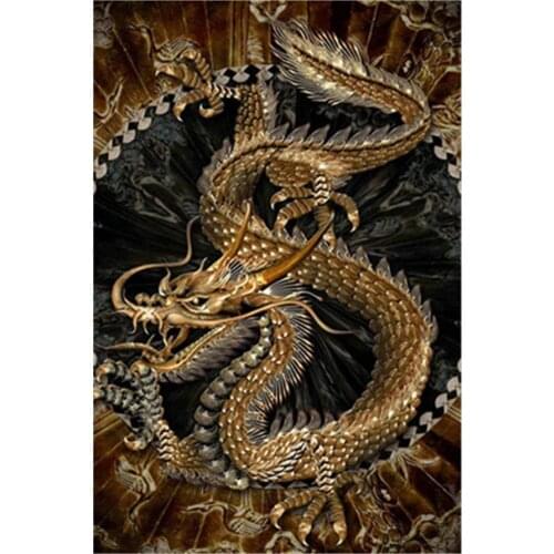 Full Square/round Drill 5D Diy Diamond Painting Tchinese Dragon Luxury 3D Diamond Embroidery Cross Stitch Home Decor Gift